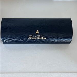 Brooks Brothers eyeglasse case Pebbled Blue with gold lettering